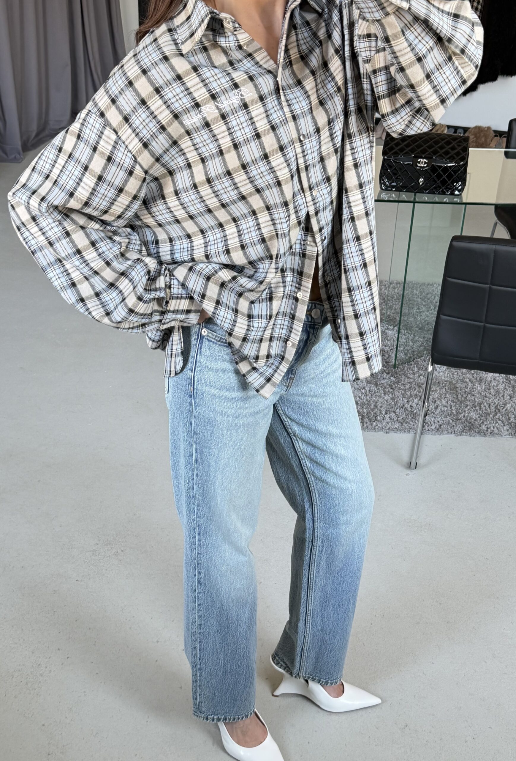 Languoti “Boyfriend” marškiniai Grey/Blue